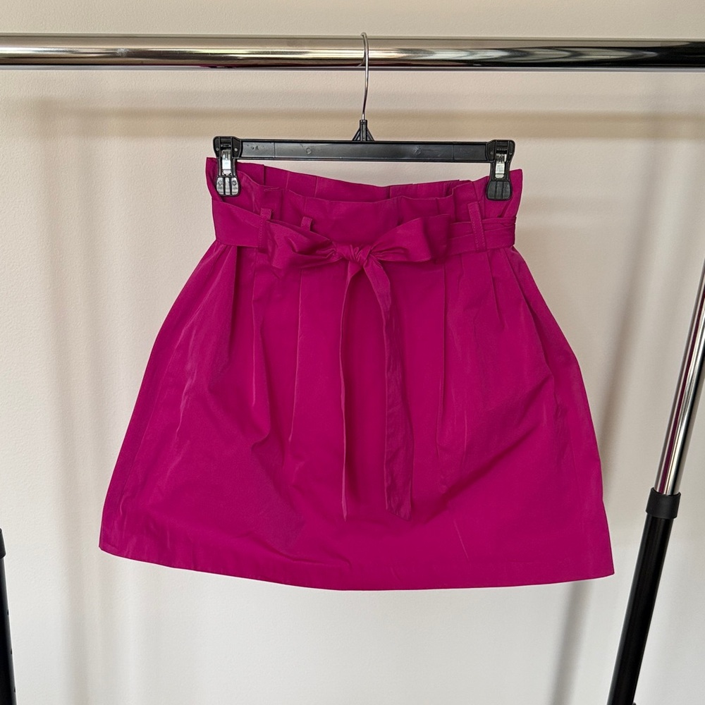 Theory Fuchsia taffeta paper bag waist A-Line Skirt